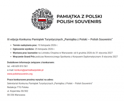 Konkursu „Pamiątka z Polski – Polish Souvenirs”
