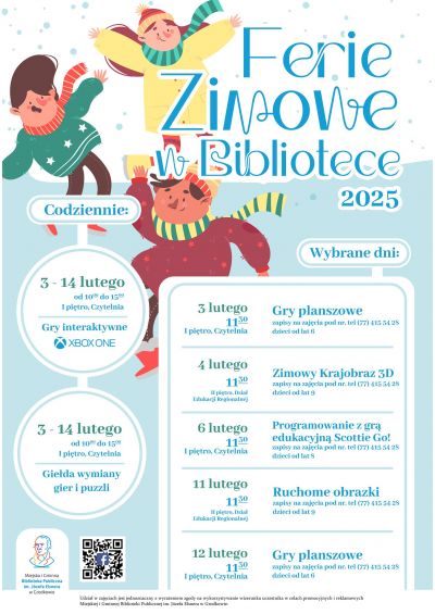 Ferie zimowe 2025 w Bibliotece – moc atrakcji dla dzieci!