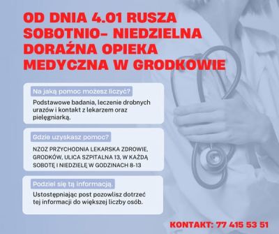 Rusza doraźna opieka medyczna w Grodkowie w soboty i niedziele