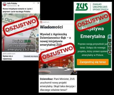 Ostrzeżenie przed fałszywymi reklamami „nowego projektu ZUS”