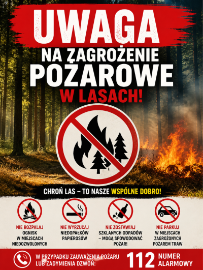 Uwaga na zagrożenie pożarowe w lasach!