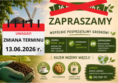 Zmiana terminu akcji „Sprzątanie Grodkowa”