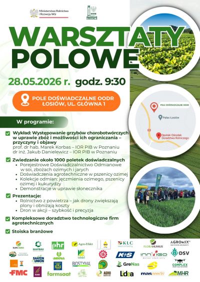 Warsztaty Polowe organizowane przez Opolski Ośrodek Doradztwa Rolniczego w Łosiowie